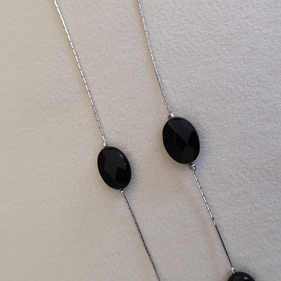 💎 GENUINE Faceted BLACK ONYX & Sterling Silver Necklace - 2 necklaces 💎 - Picture 4 of 7